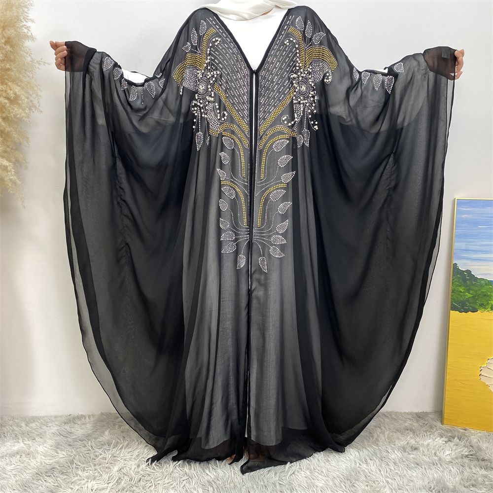 New Muslim fashion Middle East Dubai Arab Turkish shiny diamond cardigan dress robe