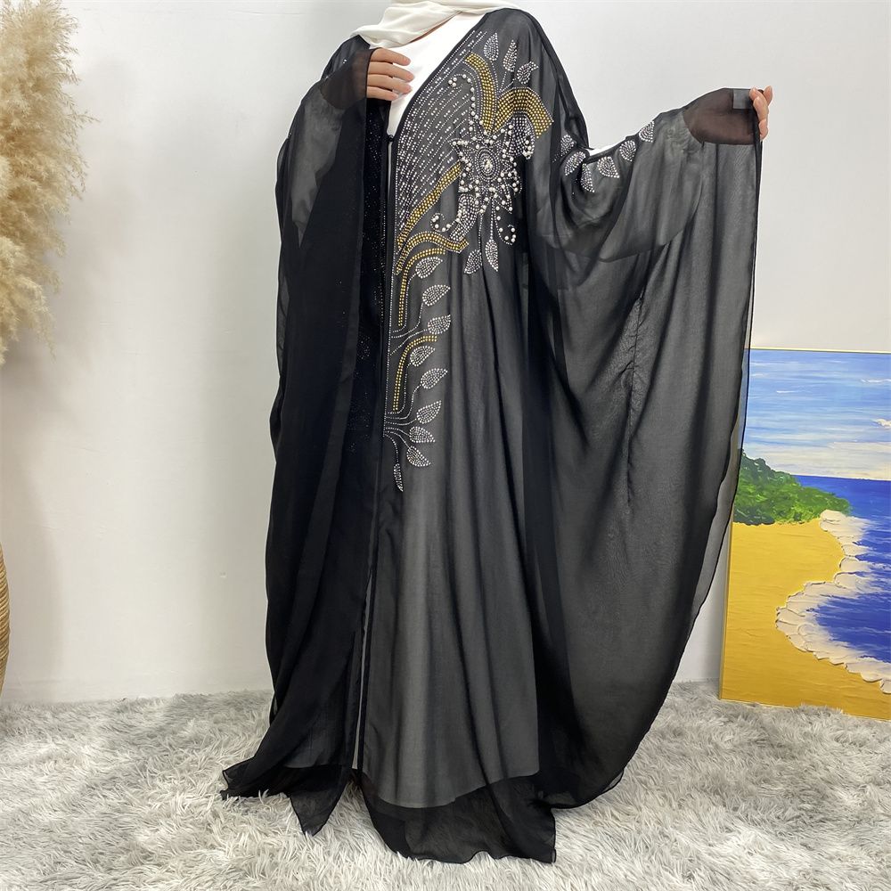 New Muslim fashion Middle East Dubai Arab Turkish shiny diamond cardigan dress robe