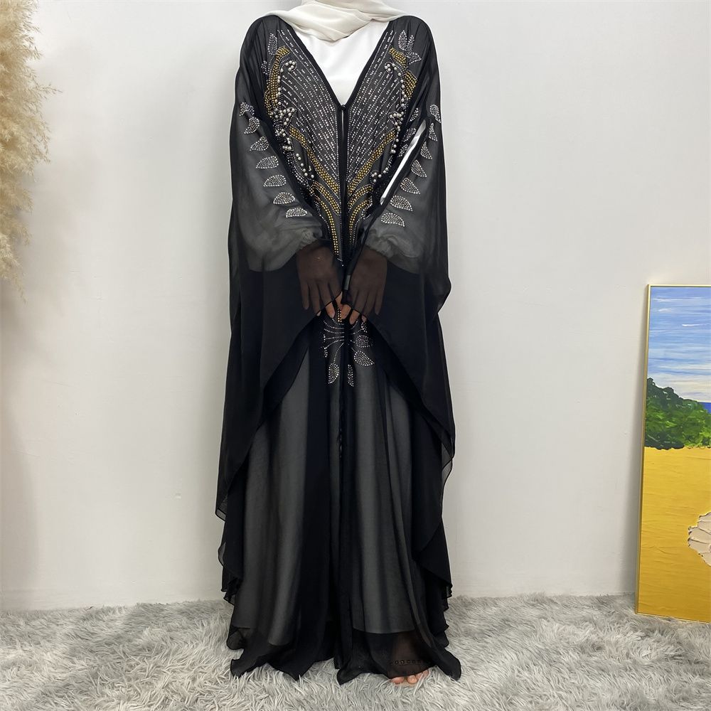New Muslim fashion Middle East Dubai Arab Turkish shiny diamond cardigan dress robe
