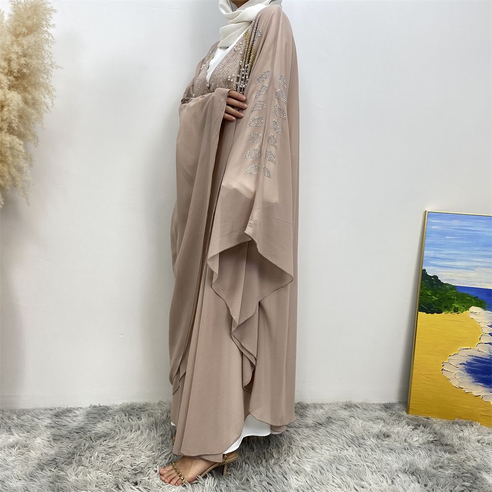 New Muslim fashion Middle East Dubai Arab Turkish shiny diamond cardigan dress robe