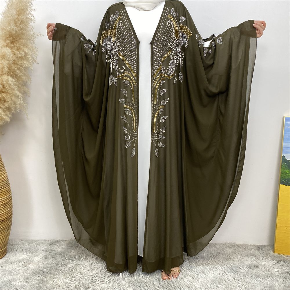 New Muslim fashion Middle East Dubai Arab Turkish shiny diamond cardigan dress robe