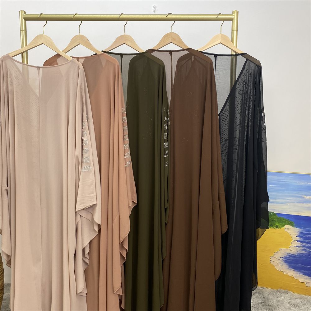 New Muslim fashion Middle East Dubai Arab Turkish shiny diamond cardigan dress robe