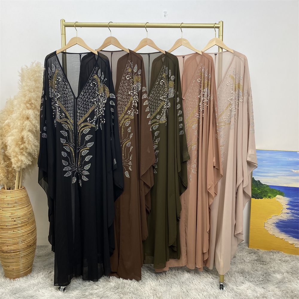New Muslim fashion Middle East Dubai Arab Turkish shiny diamond cardigan dress robe