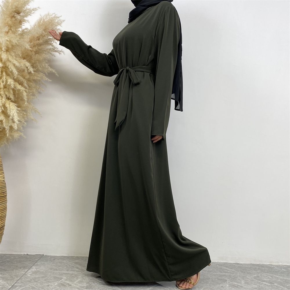 New Middle Eastern Muslim fashion, Dubai, Turkey and Africa's best-selling solid color tie and pocket Muslim dress