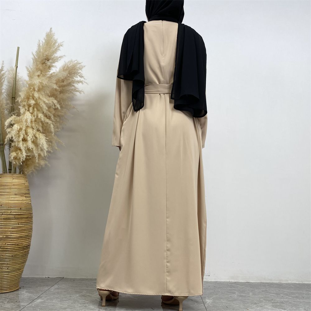 New Middle Eastern Muslim fashion, Dubai, Turkey and Africa's best-selling solid color tie and pocket Muslim dress