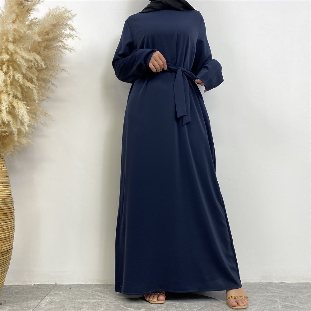 New Middle Eastern Muslim fashion, Dubai, Turkey and Africa's best-selling solid color tie and pocket Muslim dress