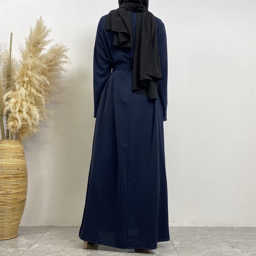 New Middle Eastern Muslim fashion, Dubai, Turkey and Africa's best-selling solid color tie and pocket Muslim dress
