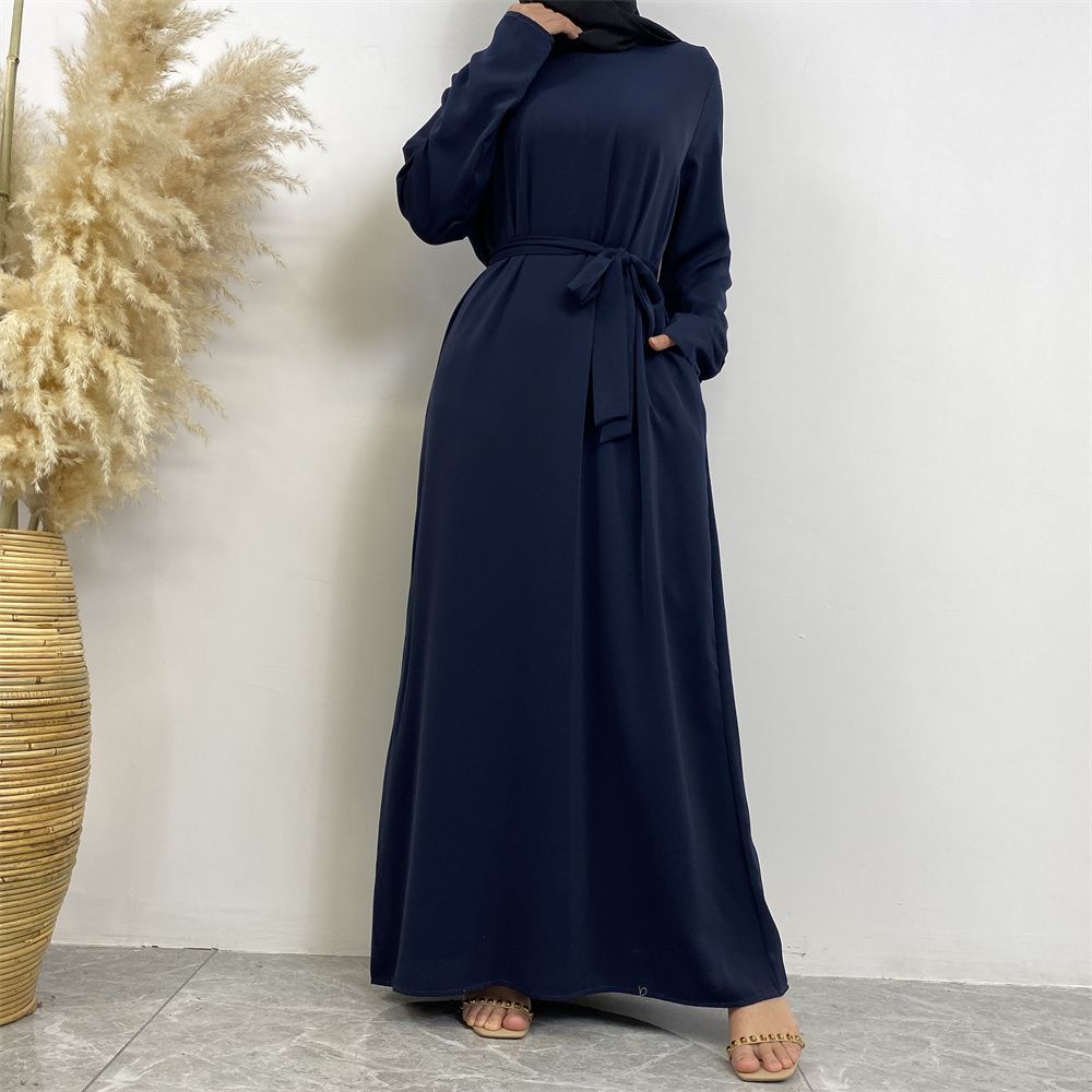 New Middle Eastern Muslim fashion, Dubai, Turkey and Africa's best-selling solid color tie and pocket Muslim dress
