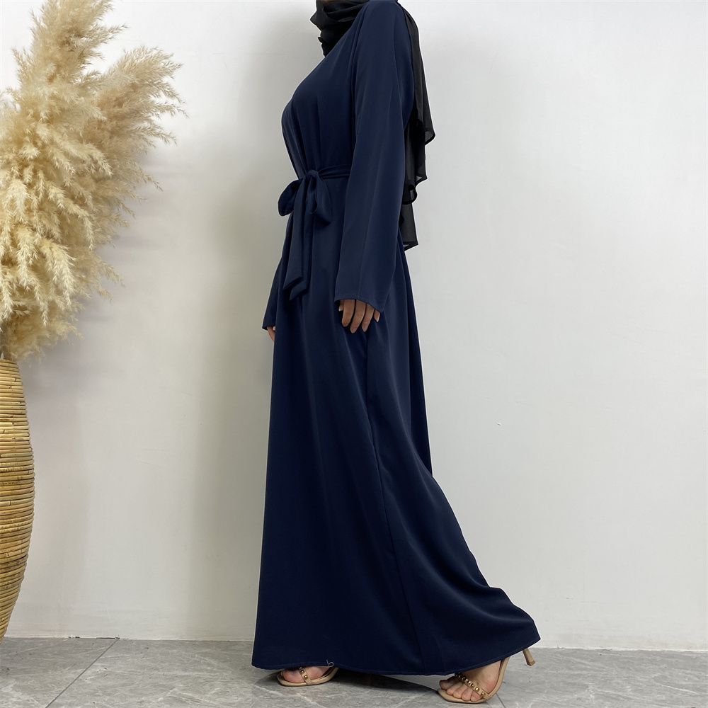 New Middle Eastern Muslim fashion, Dubai, Turkey and Africa's best-selling solid color tie and pocket Muslim dress