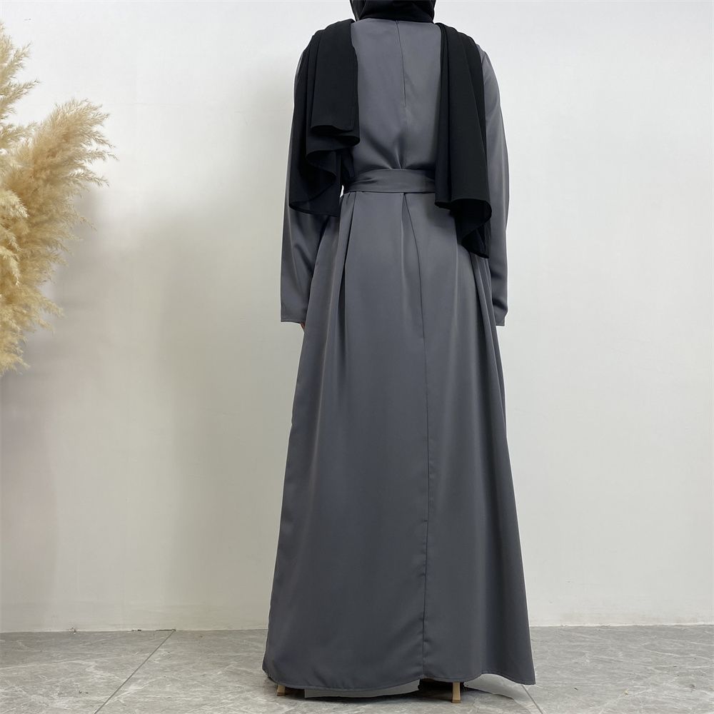 New Middle Eastern Muslim fashion, Dubai, Turkey and Africa's best-selling solid color tie and pocket Muslim dress