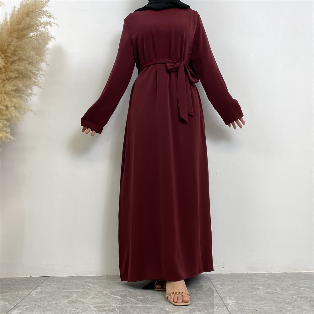 New Middle Eastern Muslim fashion, Dubai, Turkey and Africa's best-selling solid color tie and pocket Muslim dress