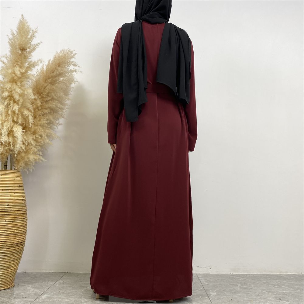 New Middle Eastern Muslim fashion, Dubai, Turkey and Africa's best-selling solid color tie and pocket Muslim dress
