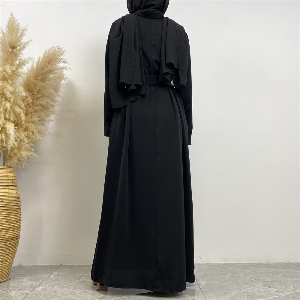 New Middle Eastern Muslim fashion, Dubai, Turkey and Africa's best-selling solid color tie and pocket Muslim dress