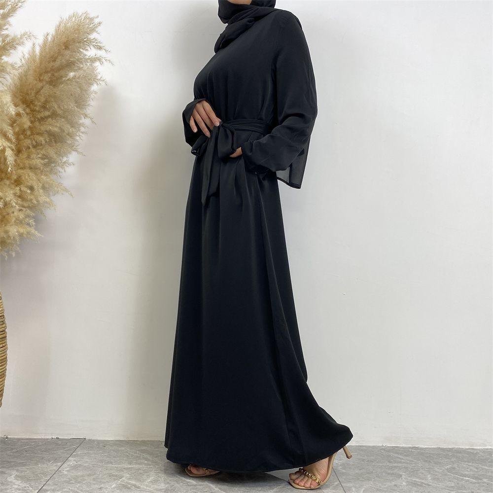 New Middle Eastern Muslim fashion, Dubai, Turkey and Africa's best-selling solid color tie and pocket Muslim dress