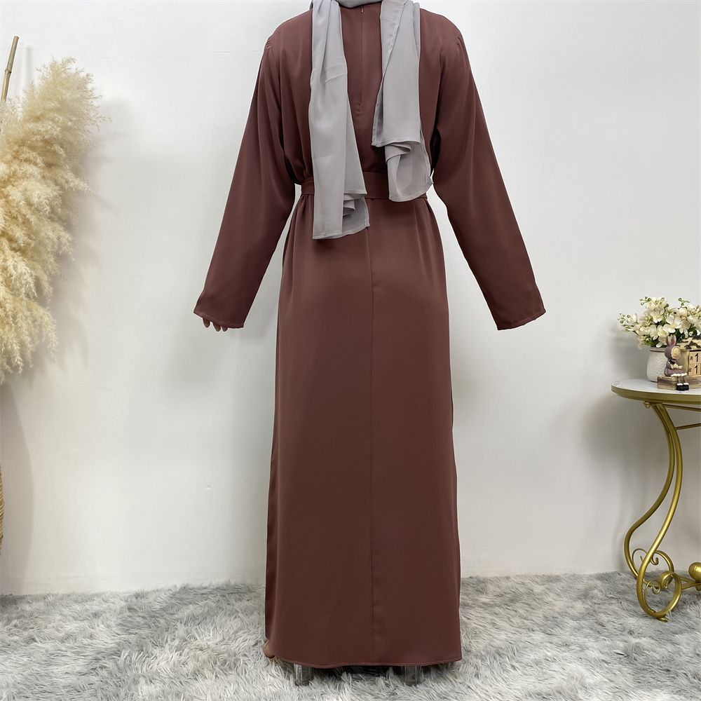 New Middle Eastern Muslim fashion, Dubai, Turkey and Africa's best-selling solid color tie and pocket Muslim dress