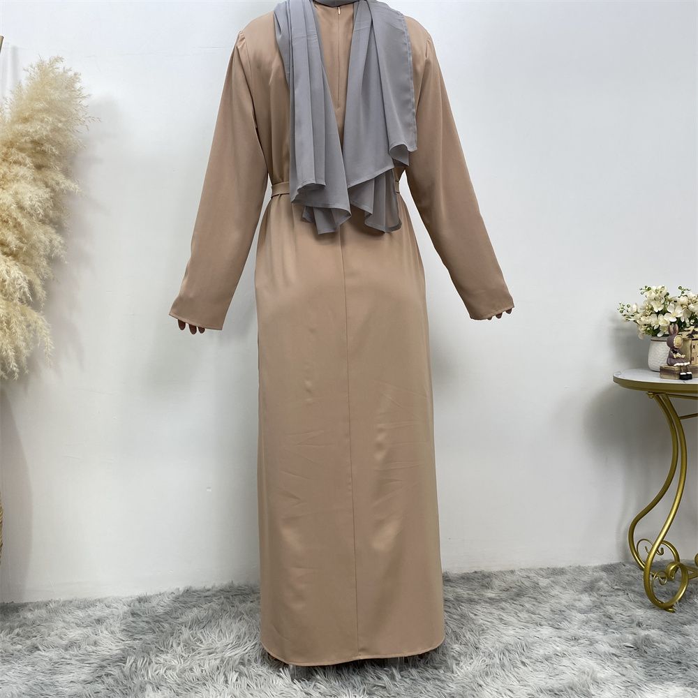 New Middle Eastern Muslim fashion, Dubai, Turkey and Africa's best-selling solid color tie and pocket Muslim dress
