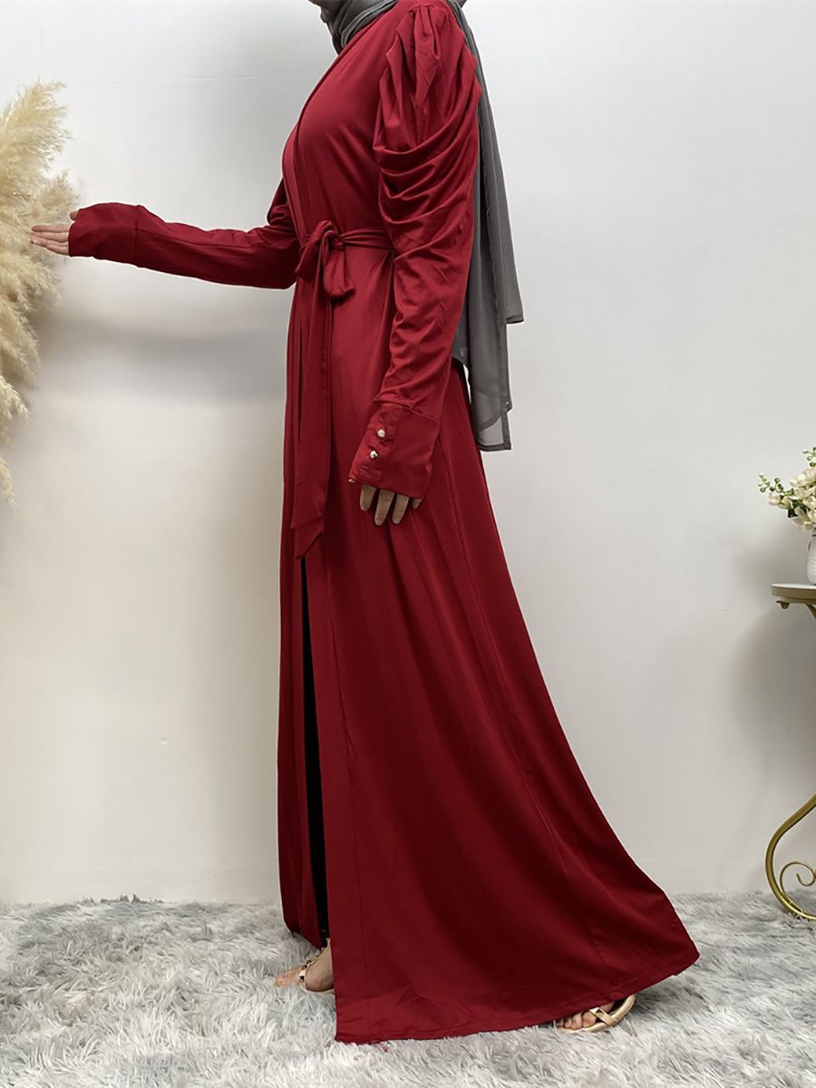A new, simple and fashionable women's dress in solid color Muslim cardigan is selling well in Dubai, Turkey, Arabia and Africa in the Middle East