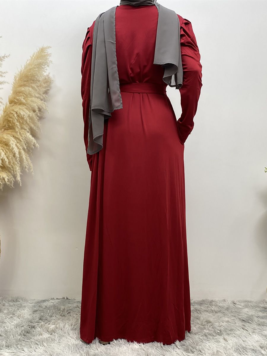 A new, simple and fashionable women's dress in solid color Muslim cardigan is selling well in Dubai, Turkey, Arabia and Africa in the Middle East