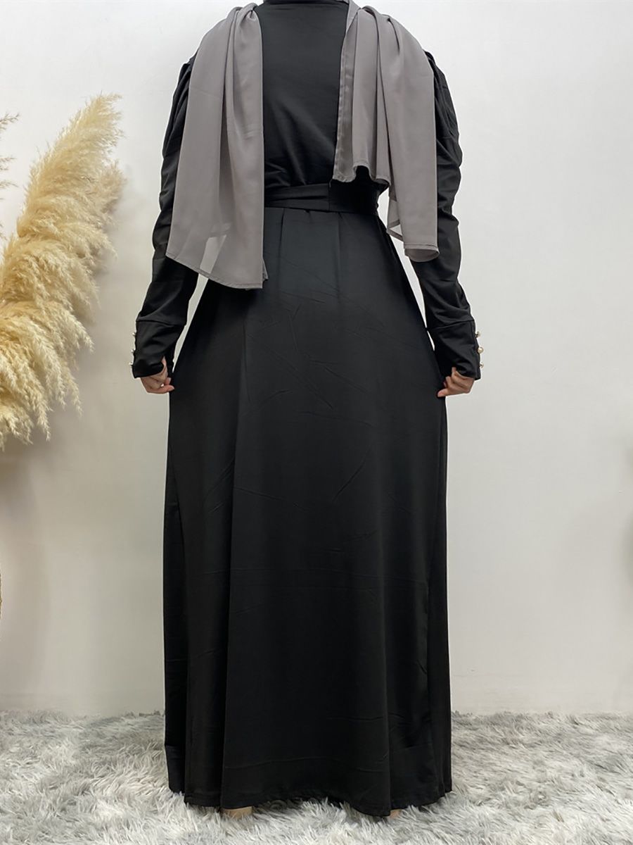 A new, simple and fashionable women's dress in solid color Muslim cardigan is selling well in Dubai, Turkey, Arabia and Africa in the Middle East
