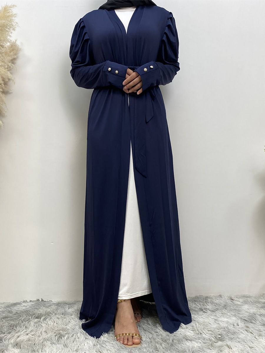 A new, simple and fashionable women's dress in solid color Muslim cardigan is selling well in Dubai, Turkey, Arabia and Africa in the Middle East