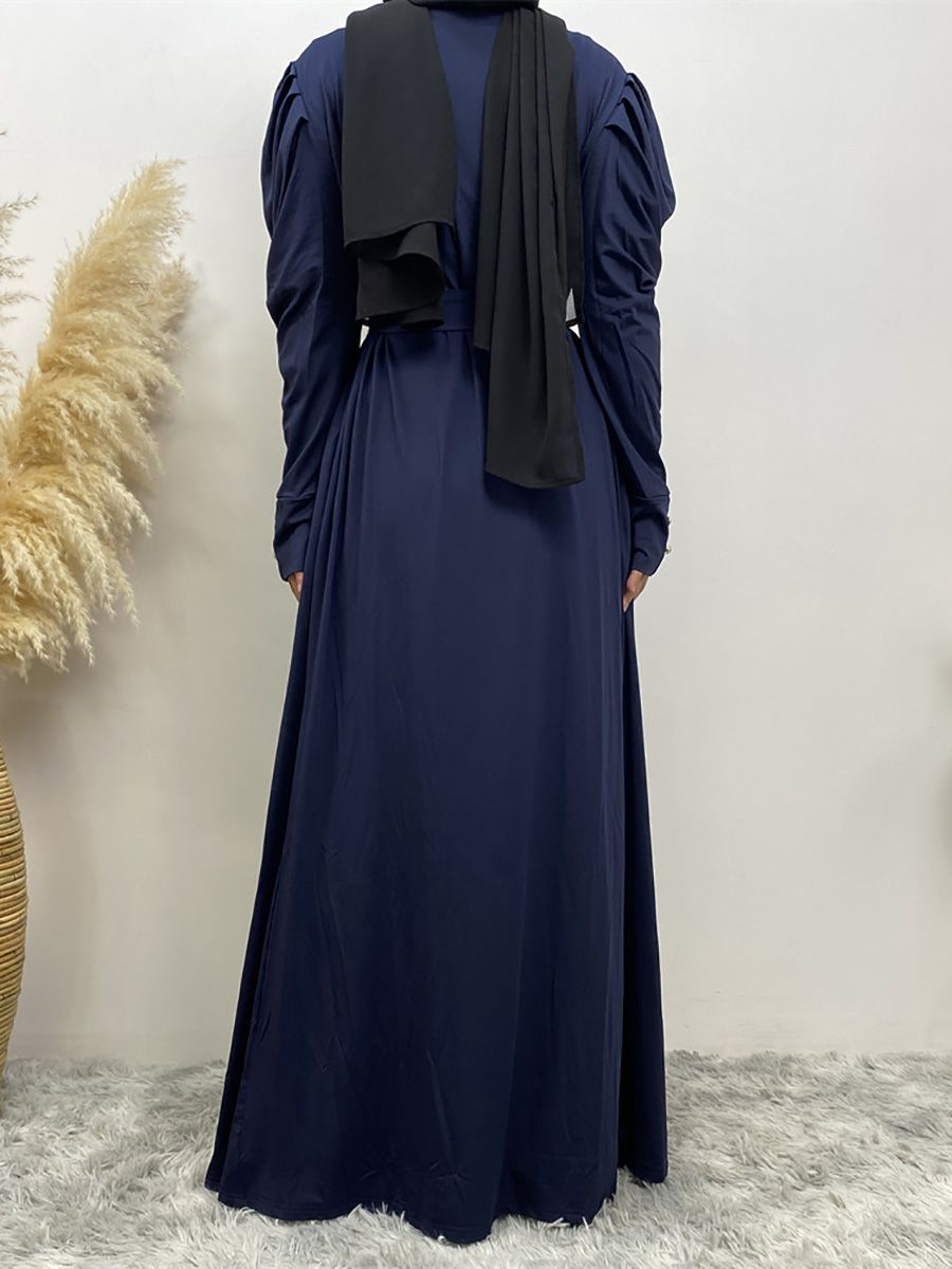 A new, simple and fashionable women's dress in solid color Muslim cardigan is selling well in Dubai, Turkey, Arabia and Africa in the Middle East