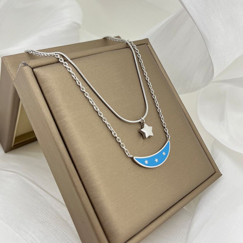 New Fashion Moon Star Titanium Steel Necklace Women's Choker