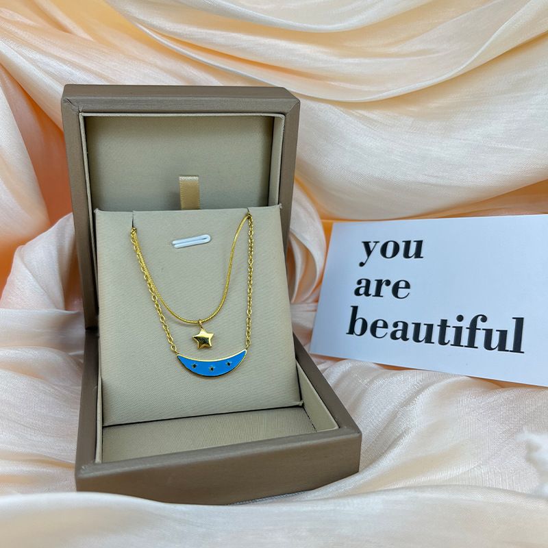 New Fashion Moon Star Titanium Steel Necklace Women's Choker