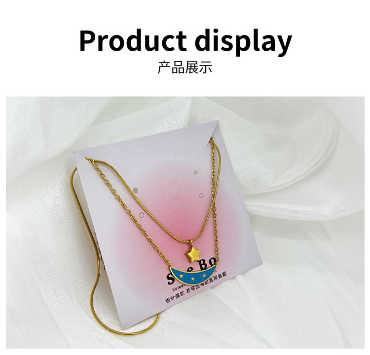 New Fashion Moon Star Titanium Steel Necklace Women's Choker