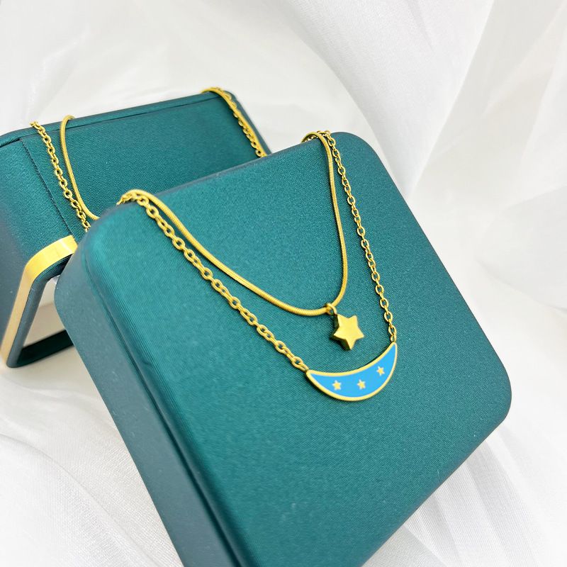 New Fashion Moon Star Titanium Steel Necklace Women's Choker