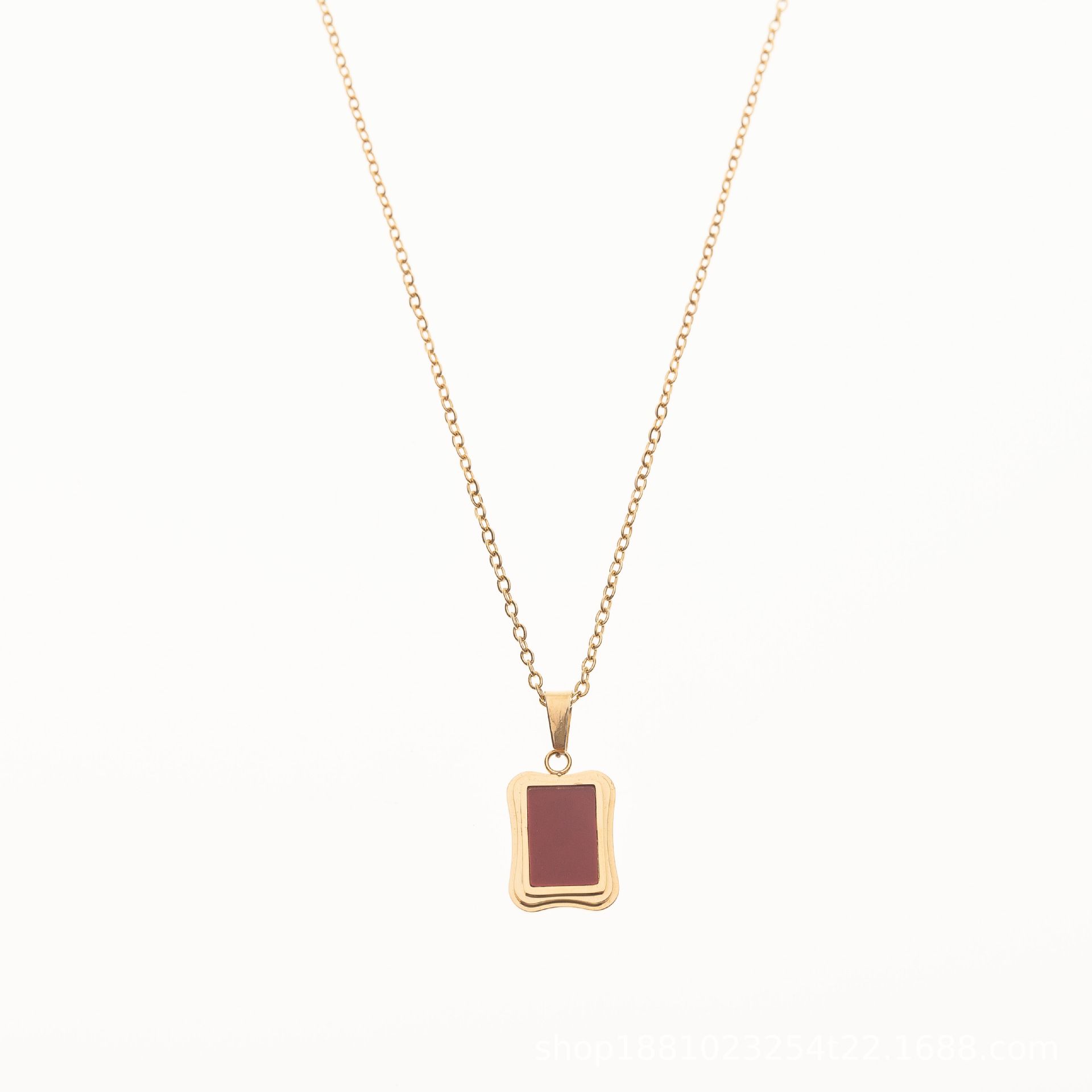 Light Luxury Niche Versatile Necklace Stainless Steel Pendant Square Choker Titanium Steel Necklace Fade-Resistant