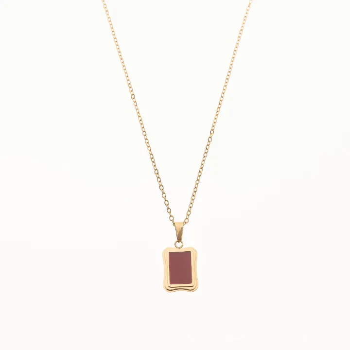 Light Luxury Niche Versatile Necklace Stainless Steel Pendant Square Choker Titanium Steel Necklace Fade-Resistant