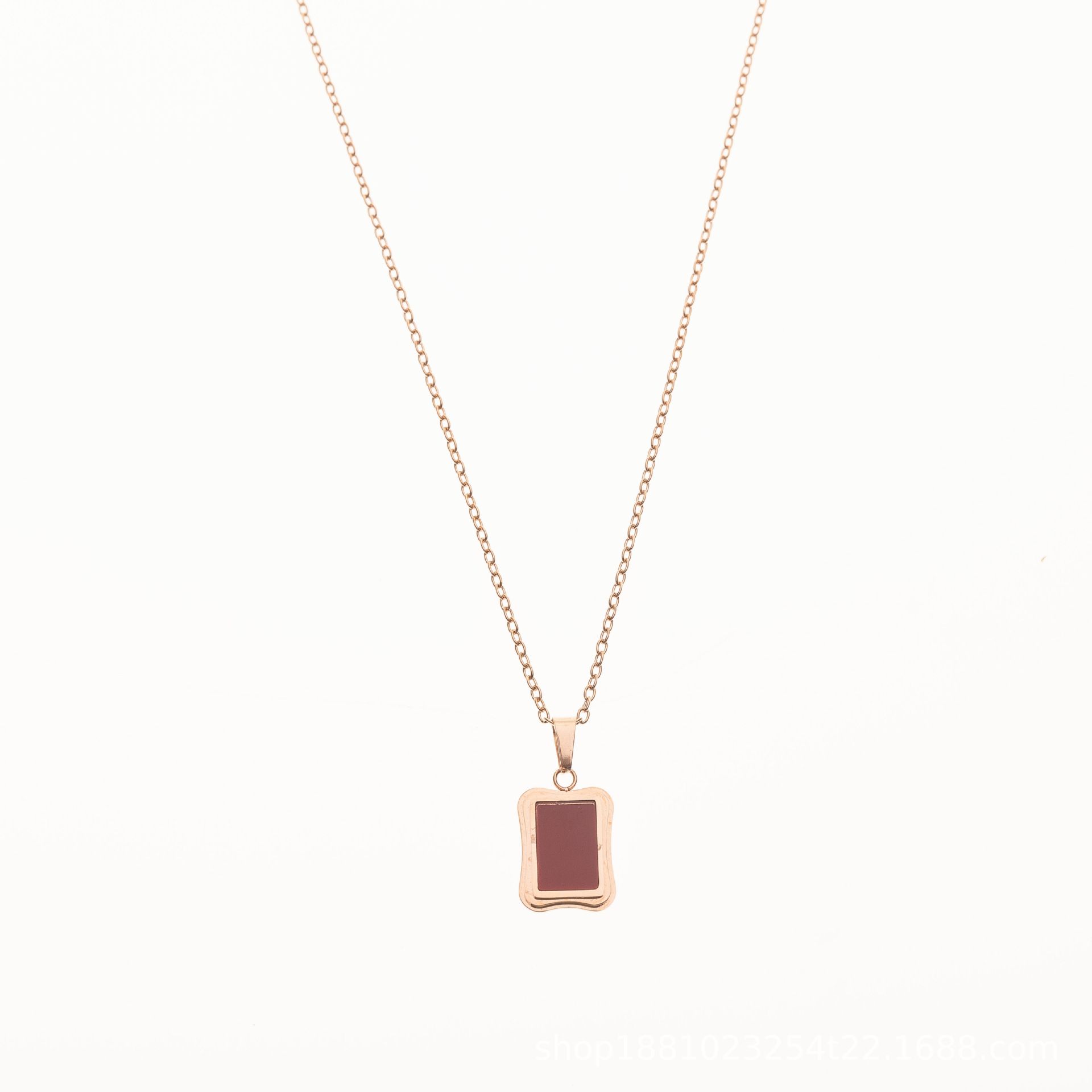 Light Luxury Niche Versatile Necklace Stainless Steel Pendant Square Choker Titanium Steel Necklace Fade-Resistant