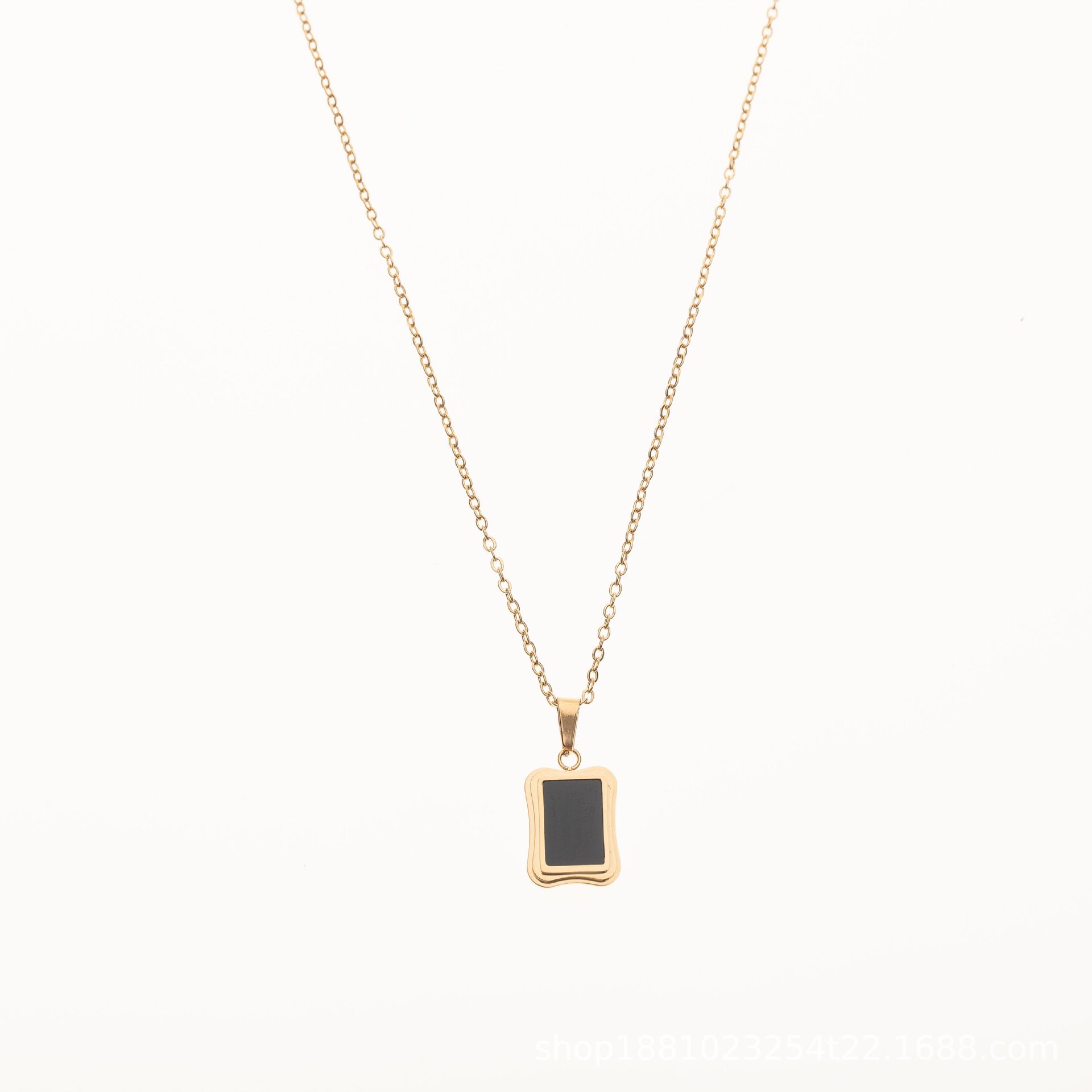 Light Luxury Niche Versatile Necklace Stainless Steel Pendant Square Choker Titanium Steel Necklace Fade-Resistant
