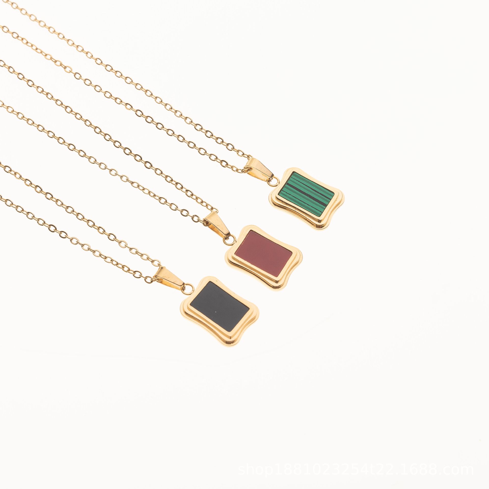 Light Luxury Niche Versatile Necklace Stainless Steel Pendant Square Choker Titanium Steel Necklace Fade-Resistant