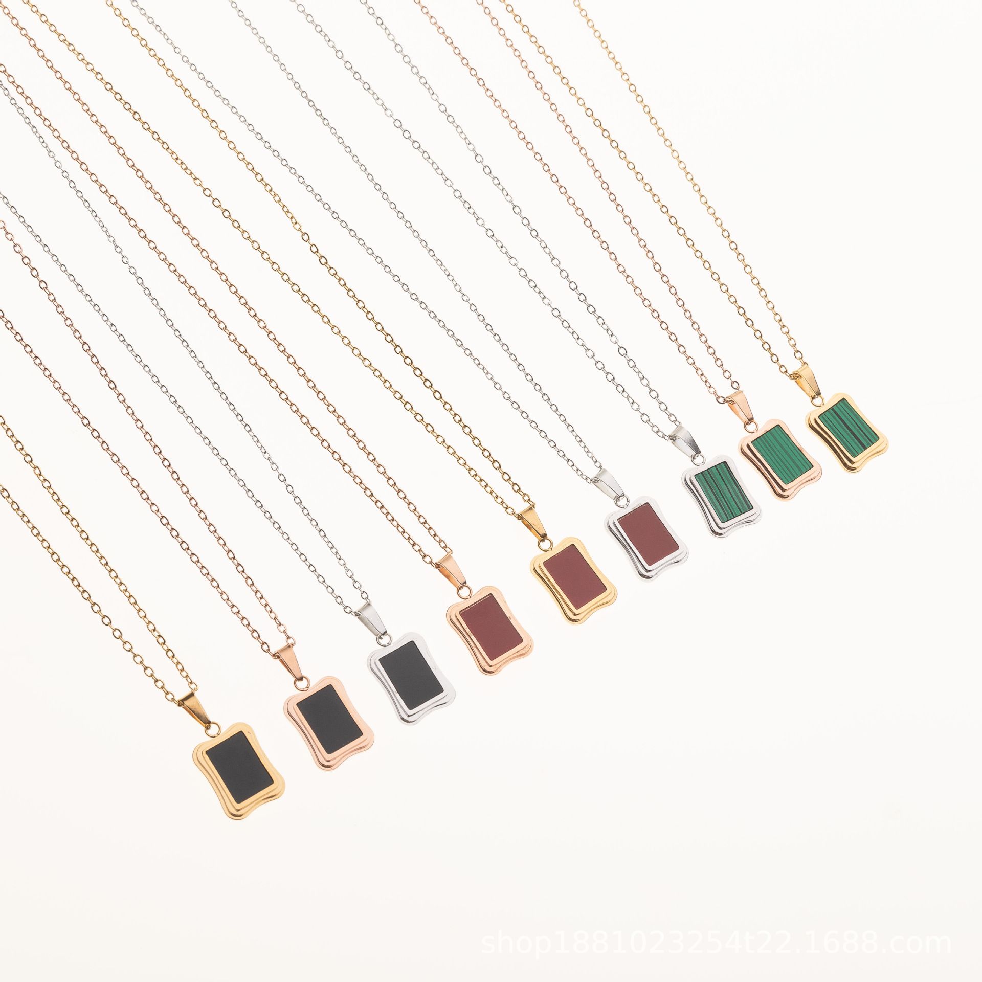 Light Luxury Niche Versatile Necklace Stainless Steel Pendant Square Choker Titanium Steel Necklace Fade-Resistant