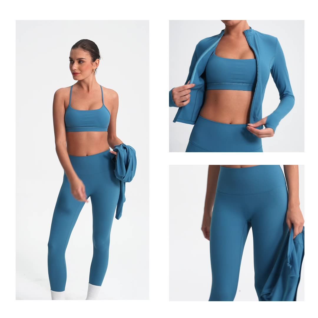 European and American cross-border breathable quick-dry yoga set for women, slimming and back-beautifying fitness wear, running sportswear, tight-fitting set