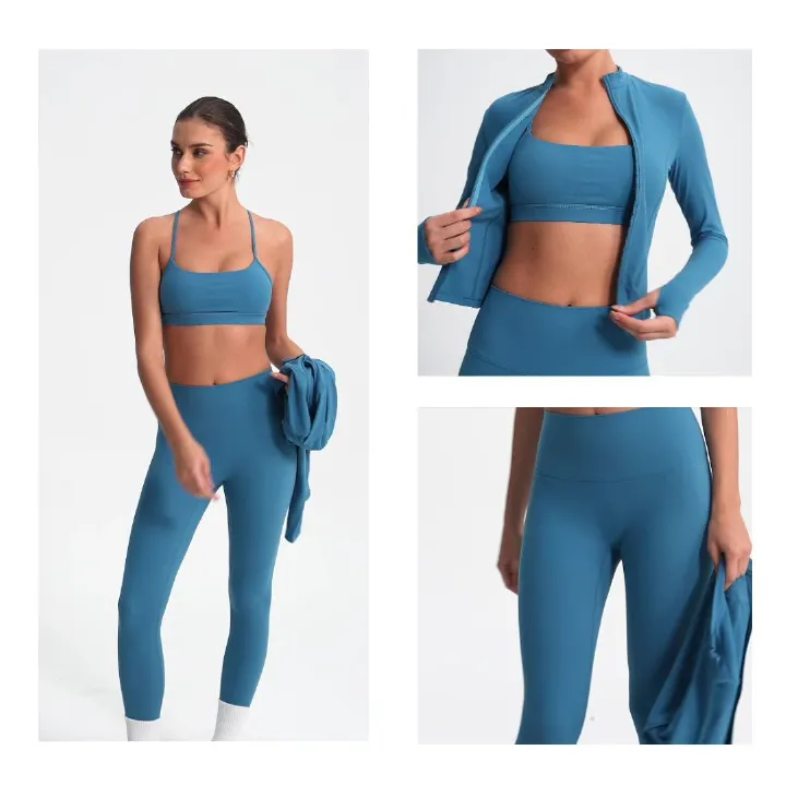 European and American cross-border breathable quick-dry yoga set for women, slimming and back-beautifying fitness wear, running sportswear, tight-fitting set