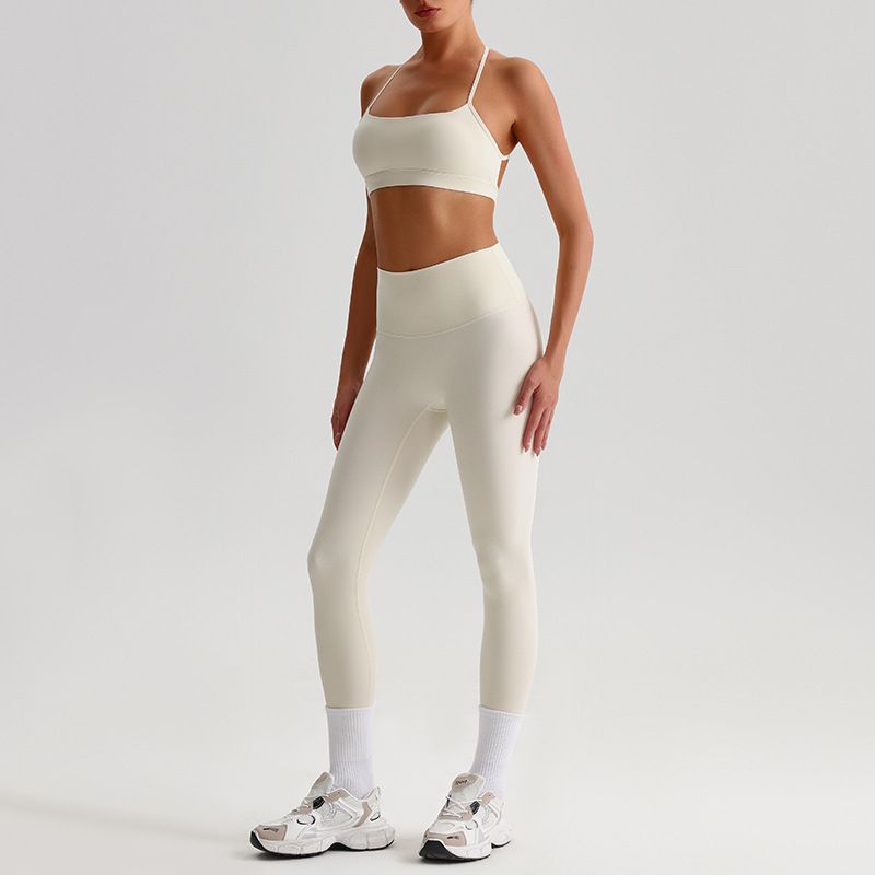 European and American cross-border breathable quick-dry yoga set for women, slimming and back-beautifying fitness wear, running sportswear, tight-fitting set