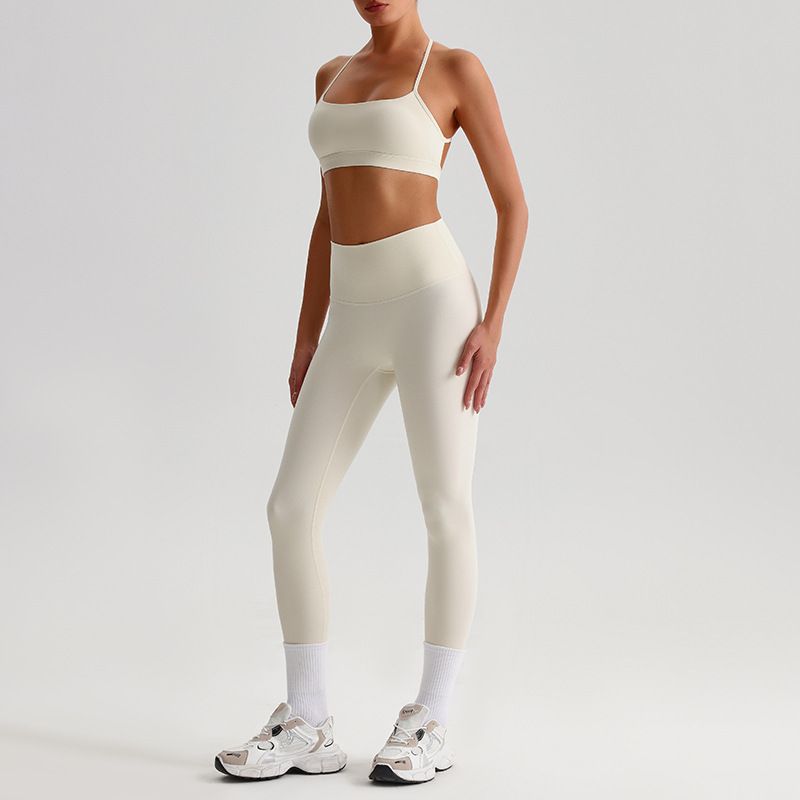 European and American cross-border breathable quick-dry yoga set for women, slimming and back-beautifying fitness wear, running sportswear, tight-fitting set