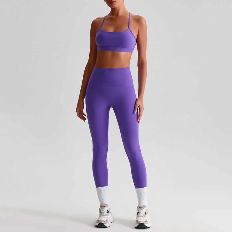 European and American cross-border breathable quick-dry yoga set for women, slimming and back-beautifying fitness wear, running sportswear, tight-fitting set