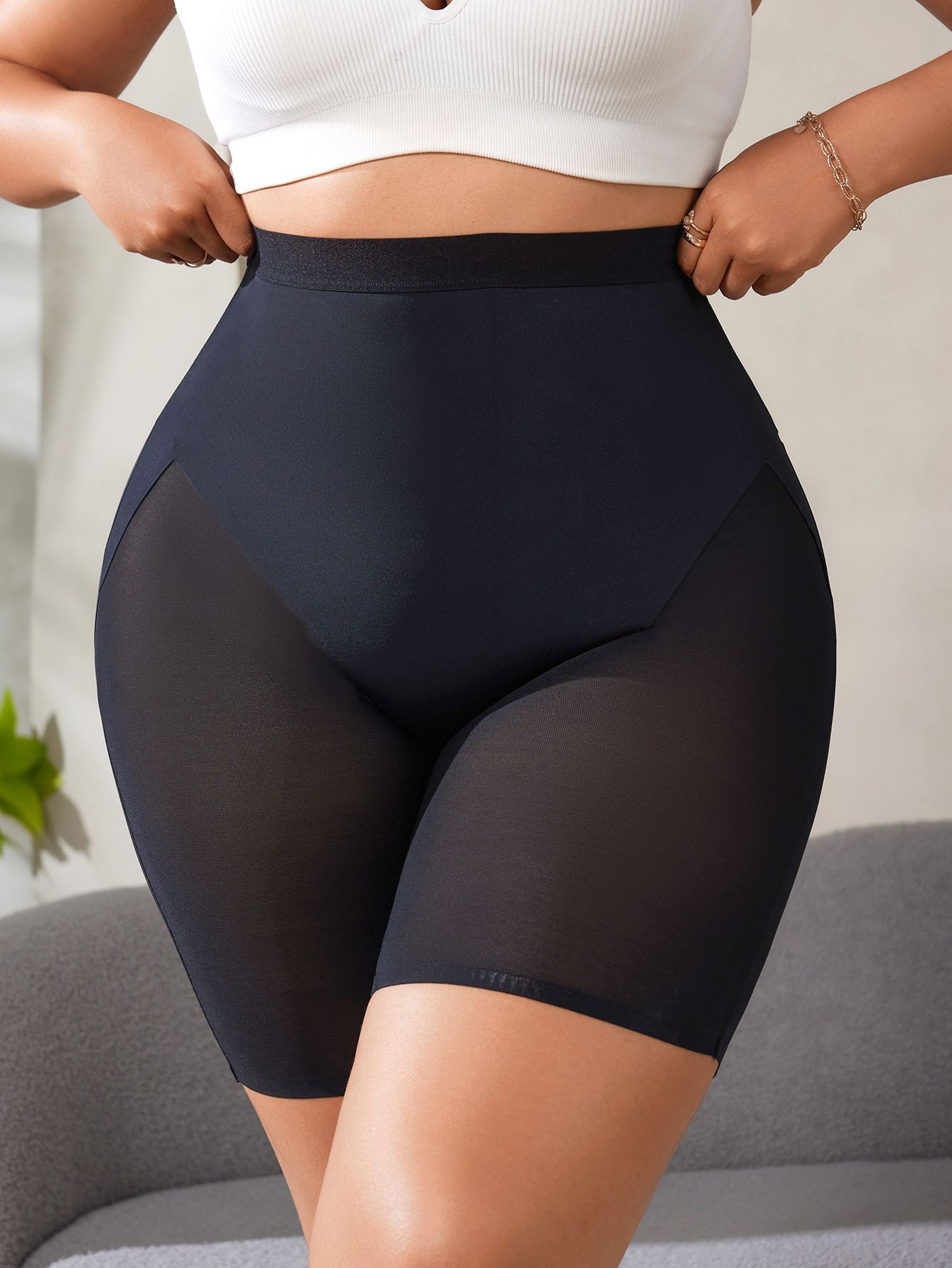 Cross-border Plus-size Shapewear Pants for Women - High-waist Sports Yoga Abdominal Support Pants - Women's Buttock-lifting Thin Breathable Mesh Underwear