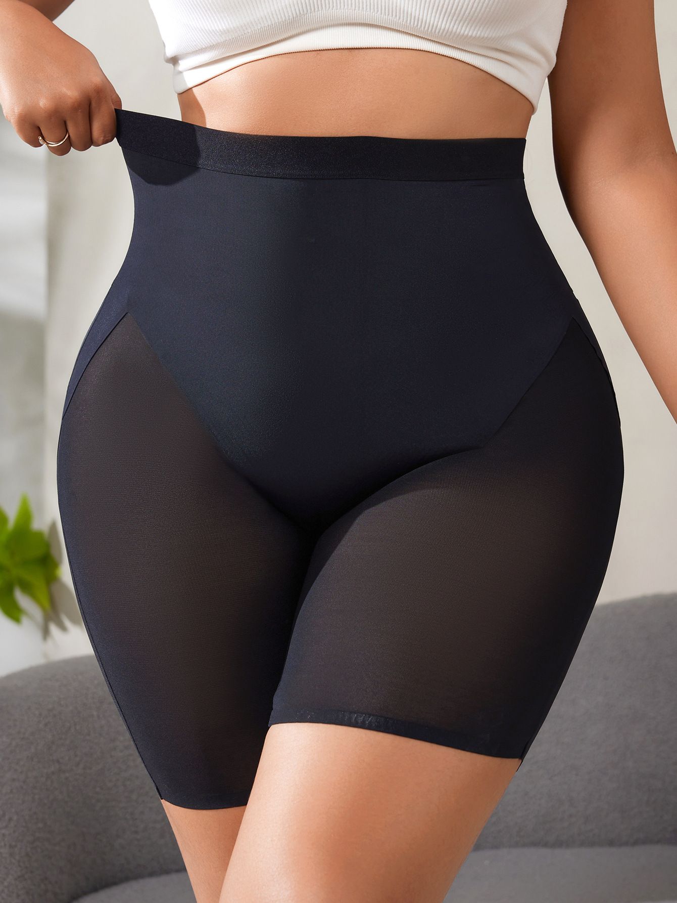 Cross-border Plus-size Shapewear Pants for Women - High-waist Sports Yoga Abdominal Support Pants - Women's Buttock-lifting Thin Breathable Mesh Underwear