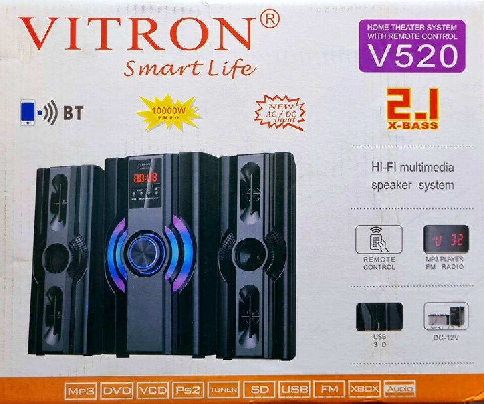 Vitron 2.1 HI-FI Multimedia Speaker System..VITRON V 520 2.1CH X-Bass Home Theatre System
