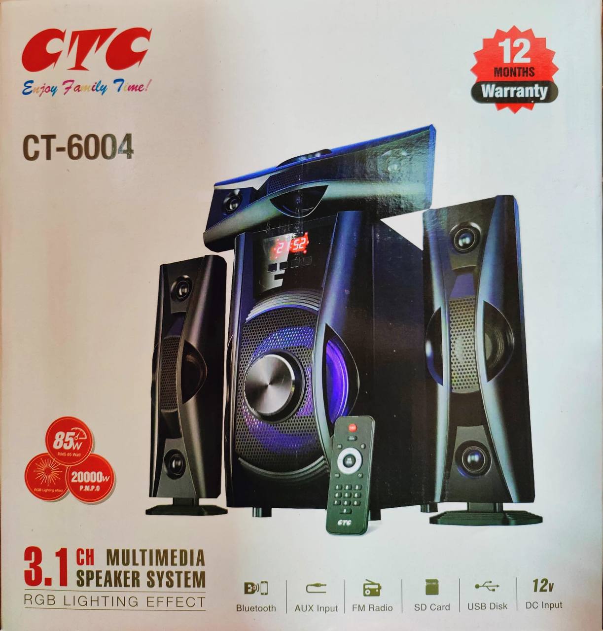 CTC CT-6006 3.1CH SUPER BASS Subwoofer 20000W PMPO BT/USB/SD/FM/AUX.