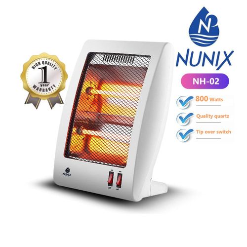 Nunix NH-02 Quartz Portable Electric Room Heater - 800watts, Perfect for all spaces, Two button manual controls.