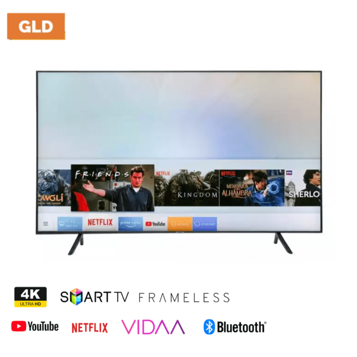 GLD 65 inch Smart Tv VIDAA UHD YouTube Netflix Bluetooth WebOS LED TV  Frameless Television -BLACK