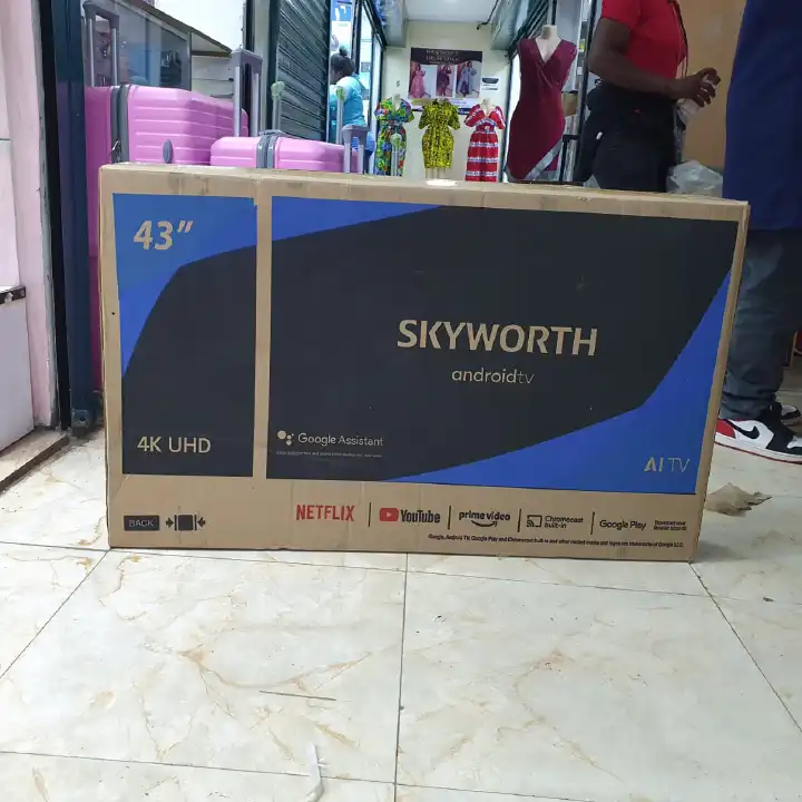 Skyworth 43” inch 43E FRAMELESS FHD ANDROID AI TV,Built-in WI-FI,NETFLIX,YOUTUBE,GOOGLE ASSITANT Playstore OK GOOGLE TV Bluetooth Enabled Inbuilt Decoder