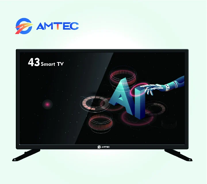 AMTEC 43" INCH FRAMELESS,BLUETOOTH-ENABLED, FULL- HD SMART TV ANDROID TV NETFLIX ,YOUTUBE TELEVISION INBUILT DECODER, BUILT-IN WIFI, APP STORE 1GB-RAM 8GB-ROM 2*USB