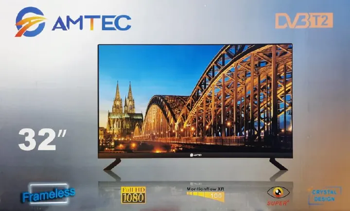 Amtec 32inch AC FRAMELESS,32" inch Bluetooth enabled Television Smart Android TV Digital TV Inbuilt Decoder Built-in WIFI Appstore 1GB DDR,8GB RAM,4-CORE LED TV