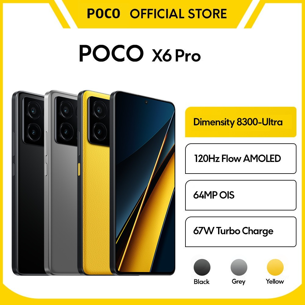 New Arrival} Brand New XIAOMI Poco X6 pro 12GB RAM+512GB ROM 6.67" 120Hz AMOLED Display 64MP Camera IP54 Dust and Water-Resistant Fingerprint Unlock 5000mAh Battery 67W Fast Charge Smart Phones